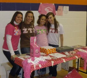 zeta tau alpha sorority sold t-shirts at the game