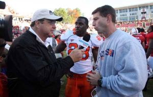 Head Coach Dabo Swinney with Sideline Reporter Mike Hogewood