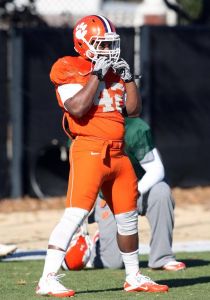 The Tigers practiced on the artificial surface at the Carolina Panthers practice facility on Tuesday afternoon.