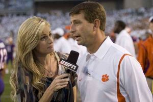 Head Coach Dabo Swinney with ESPN Sideline Reporter Erin Andrews
