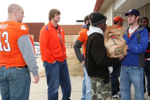Members of the Clemson football team spent the morning of Monday, December 20 volunteering at Harvest Hope Food Bank in Greenville.
