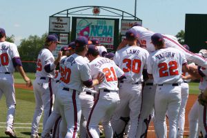 team celebrate at plate