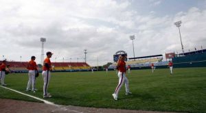 The Tigers practiced at Rosenblatt Stadium on Friday afternoon.