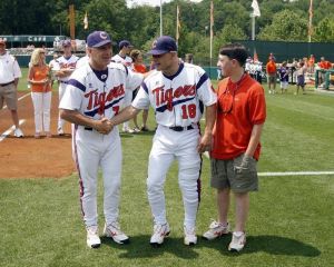 Senior Addison Johnson with Head Coach Jack Leggett and Tiger Fan Christian Gilstrap