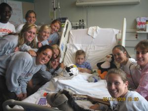 The Tiger women's soccer team visited children at the Greenville Children's Hospital on Wednesday, August 12.