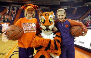 tiger mascot with young fans