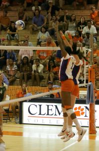 Sandra Adeleye and Lacy Hayes block