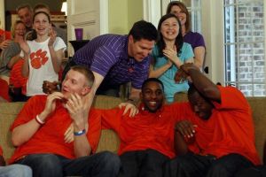 The Tigers gathered at Head Coach Brad Brownell's house on Sunday, March 13 to watch the NCAA Tournament Selection Show.