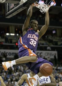 Sam Perry dunks during the first half of their game against Duke. (AP Photo/Gerry Broome)