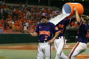 Head Coach Jack Leggett received a celebratory Gatorade bath after the Tigers claimed the regional title.