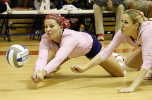 Hannah Brenner and Serenat Yaz lay out for a dig.