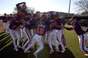 The Clemson baseball team opened the 2008 season Saturday, Feb 23 by sweeping Mercer in a doubleheader at Doug Kingsmore Stadium. The Tigers won the first game, 12-5, and the second one, 6-5. Photos courtesy Mark Crammer and The Orange & White.