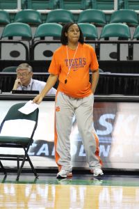 Itoro Coleman at Greensboro Coliseum in prep for 2012 ACC Tournament on Feb. 29, 2012.
