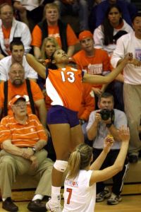 The Clemson volleyball team defeated Alabama 3-1 in the first round of the 2007 NCAA Volleyball Tournament at Jervey Gym.