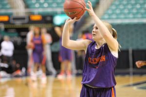 Lauren Couch (3) at Greensboro Coliseum in prep for 2012 ACC Tournament on Feb. 29, 2012.