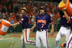 Head Coach Jack Leggett received a celebratory Gatorade bath after the Tigers claimed the regional title.