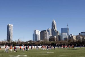 The Tigers practiced on the artificial surface at the Carolina Panthers practice facility on Tuesday afternoon.