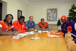 Members of the Clemson football team spent the morning of Monday, December 20 volunteering at Harvest Hope Food Bank in Greenville.