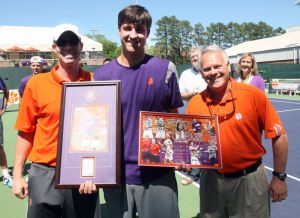 Senior Wes Moran with Assistant Coach John Boetsch and Head Coach Chuck McCuen
