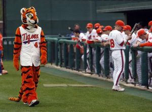 tiger mascot pregame dugout