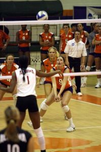 The Clemson volleyball team defeated Alabama 3-1 in the first round of the 2007 NCAA Volleyball Tournament at Jervey Gym.