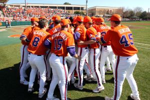 The Clemson baseball team opened the 2008 season Saturday, Feb 23 by sweeping Mercer in a doubleheader at Doug Kingsmore Stadium. The Tigers won the first game, 12-5, and the second one, 6-5. Photos courtesy Mark Crammer and The Orange & White.