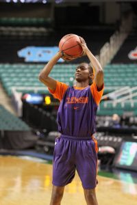 Nikki Dixon (21) at Greensboro Coliseum in prep for 2012 ACC Tournament on Feb. 29, 2012.