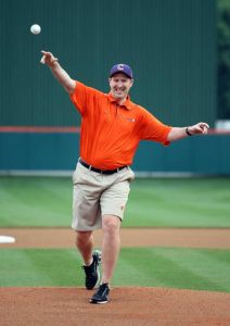 Head Men's Basketball Coach Brad Brownell threw out the first pitch prior to the game.