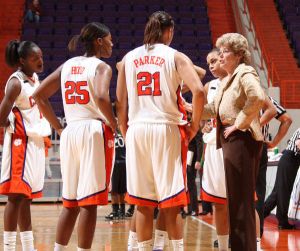 Head Coach Cristy McKinney huddle