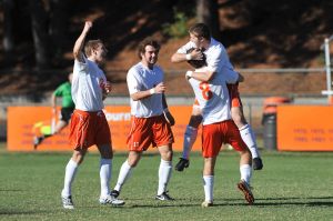 team celebrate goal