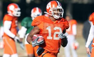 The Tigers practiced on the artificial surface at the Carolina Panthers practice facility on Tuesday afternoon.
