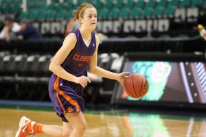 Kelly Gramlich (5) at Greensboro Coliseum in prep for 2012 ACC Tournament on Feb. 29, 2012.