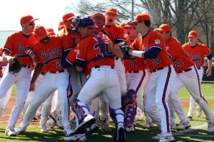 The Clemson baseball team opened the 2008 season Saturday, Feb 23 by sweeping Mercer in a doubleheader at Doug Kingsmore Stadium. The Tigers won the first game, 12-5, and the second one, 6-5. Photos courtesy Mark Crammer and The Orange & White.
