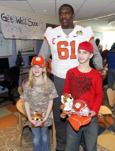 Members of the Clemson team and staff visited Levine Children's Hospital in Charlotte on Tuesday morning.