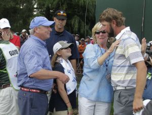 lucas glover and family wells fargo championship 050811 photo credit vern verna - ai wire