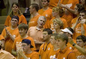 fans cheer president and mrs. barker
