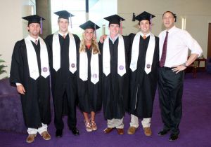 Seth Broster, Scott Clary, Kerry McLaughlin, Alex Carr, Chris Reinke and Head Men's & Women's Swimming Coach Chris Ip