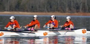 The Clemson rowing team took first place in all four races against Northeastern on Saturday morning on Lake Hartwell.