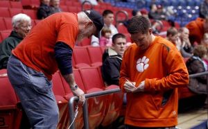 The Clemson men's basketball team participated in a press conference and open practice at UD Arena in Dayton, OH on Monday, March 14.