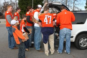 Members of the Clemson football team spent the morning of Monday, December 20 volunteering at Harvest Hope Food Bank in Greenville.