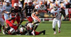 C.J. Spiller with only one shoe