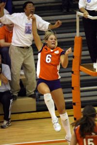 The Clemson volleyball team defeated Alabama 3-1 in the first round of the 2007 NCAA Volleyball Tournament at Jervey Gym.