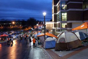 tents - students waiting for MBB tickets