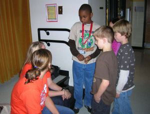 Rachel Sparks and Meggie Mizelle (swimming and diving) and Lauren Taylor (cheerleading) visited Honea Path Elementary School on Friday, October 16 to hold Be A T.I.G.E.R! assemblies for the schools' kindergarten, first and fourth grade students.