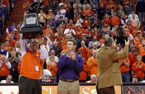 Head Coach Dabo Swinney with Athletic Director Terry Don Phillips and Associate Athletic Director Bill D'Andrea