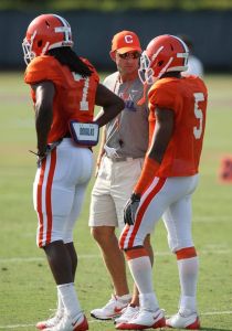 Head Coach Dabo Swinney, Mike Bellamy and Sammy Watkins practice 081011