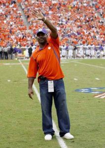 Former Tiger Terry Allen was introduced during the first quarter of the game.
