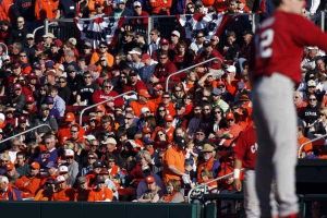 fans crowd stands cheer