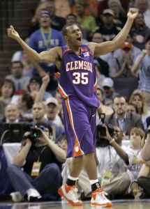 Trevor Booker reacts during the second half of Clemson's 78-74 win over Duke. (AP Photo/Gerry Broome)