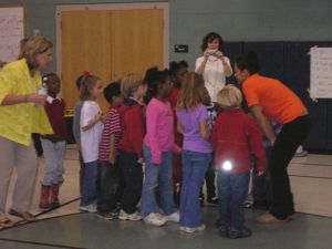 Members of the Solid Orange Squad visited Sara Collins Elementary School on Thursday, November 5, 2009.